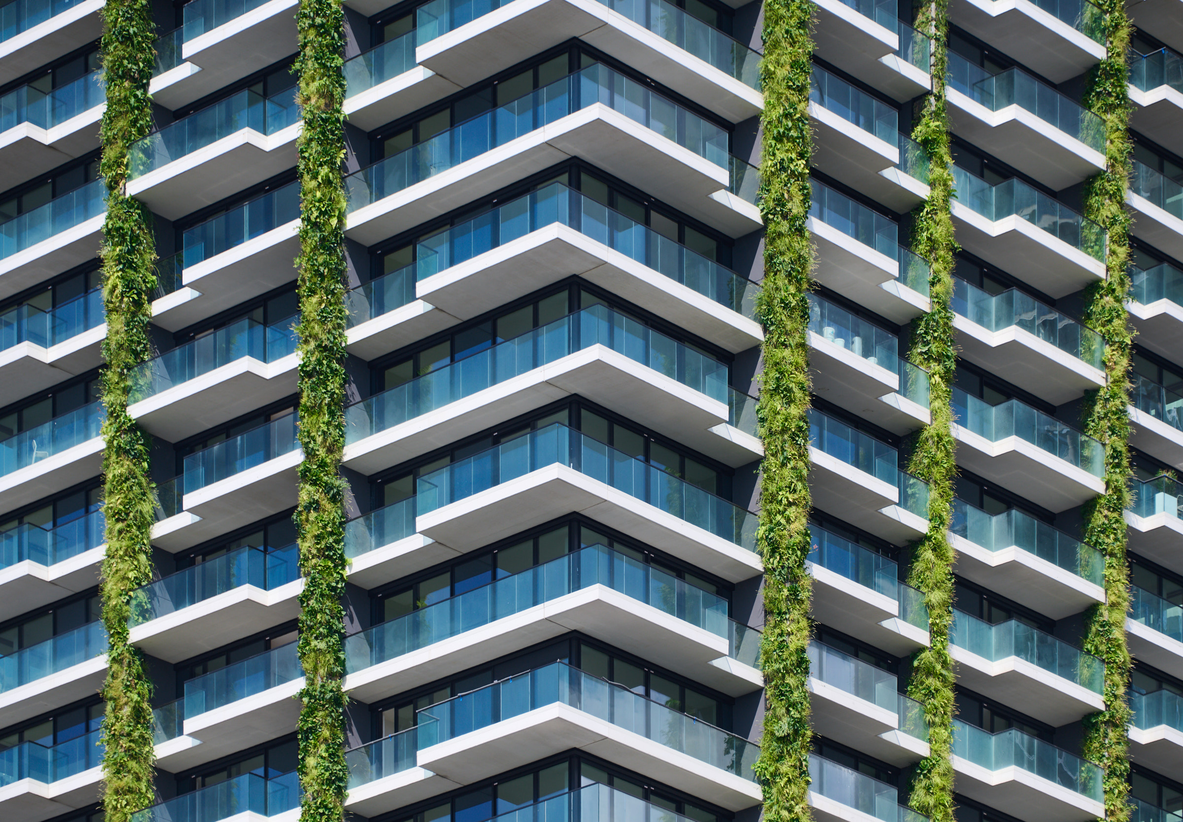 Green vertical facade on a residential tower